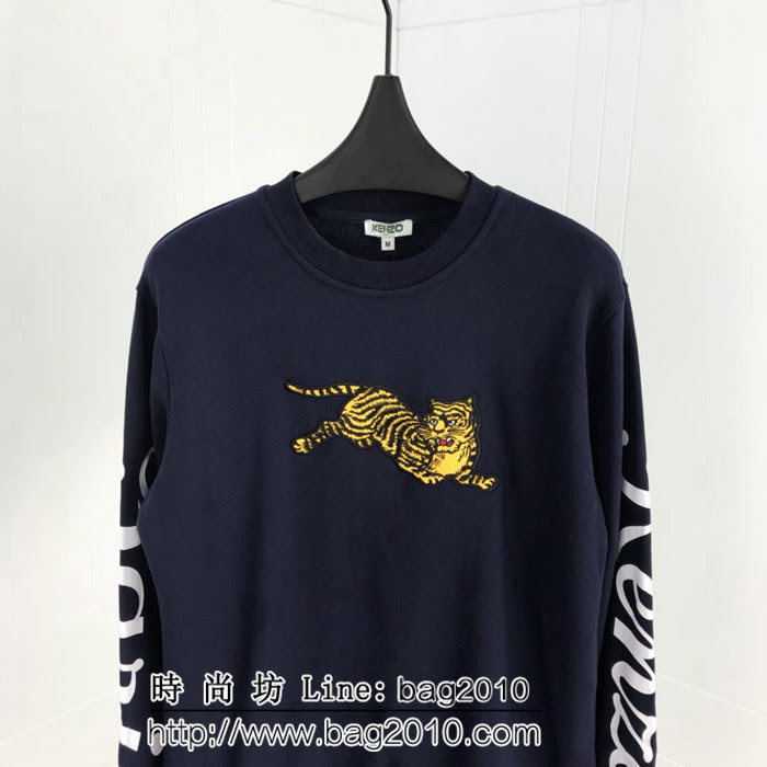 KENZO高田賢三 18ss秋冬新款 袖子品牌字母印花 刺繡老虎 男款衛衣  ydi1937